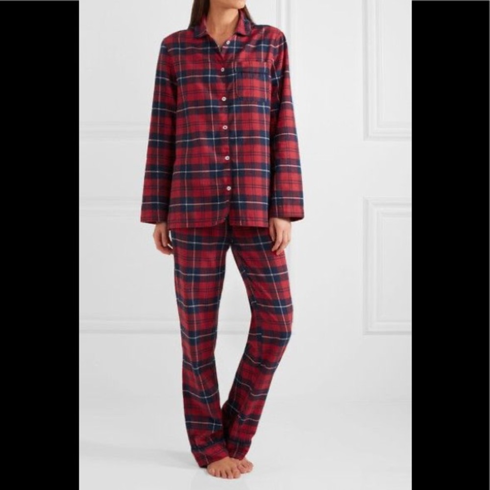 Three J NYC Flannel Pajamas Medium Plaid Stripe Pjs 100% Cotton Pj